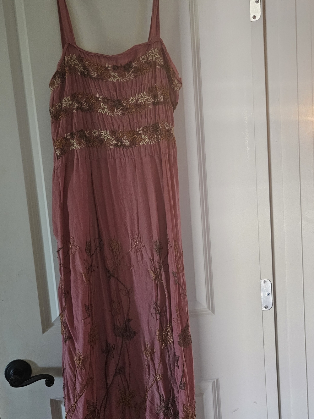 Johnny Was Dusty Rose Pink Embroidered Midi Dress